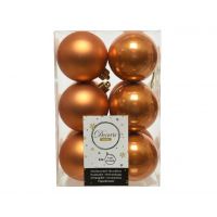 12 onbreekbare kerstballen amber 6 cm