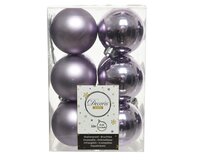 12 onbreekbare kerstballen bevroren lila 6 cm