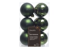 12 onbreekbare kerstballen dennen groen 6 cm