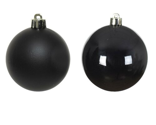 12 onbreekbare kerstballen zwart 6 cm - afbeelding 2