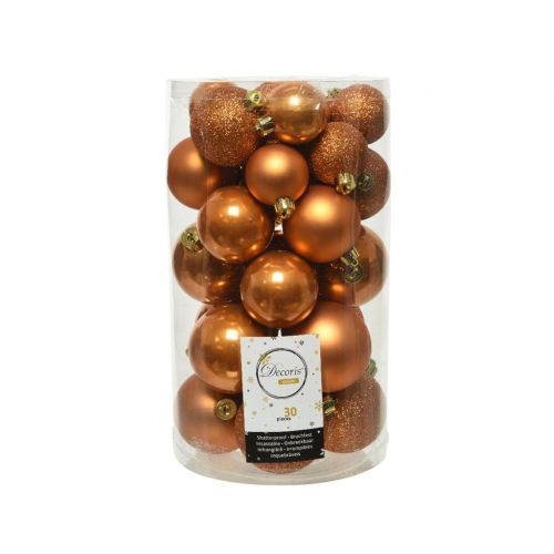 30 onbreekbare kerstballen mixkoker amber