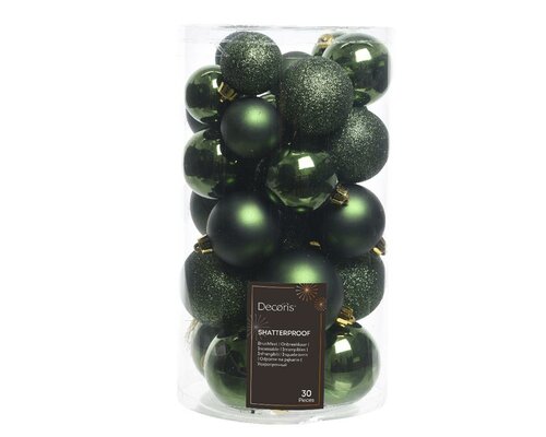 30 onbreekbare kerstballen mixkoker dennen groen - afbeelding 1
