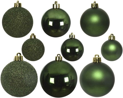 30 onbreekbare kerstballen mixkoker dennen groen - afbeelding 2
