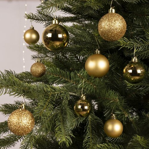 30 onbreekbare kerstballen mixkoker licht goud - afbeelding 3