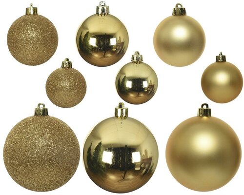 30 onbreekbare kerstballen mixkoker licht goud - afbeelding 2