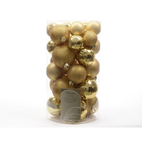 30 onbreekbare kerstballen mixkoker licht goud