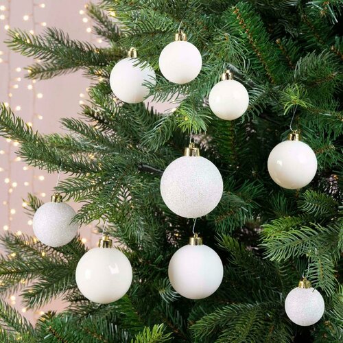 30 onbreekbare kerstballen mixkoker winterwit - afbeelding 3