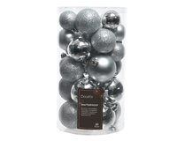 30 onbreekbare kerstballen mixkoker zilver - afbeelding 1