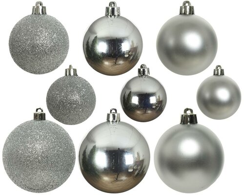 30 onbreekbare kerstballen mixkoker zilver - afbeelding 2