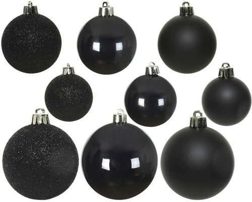 30 onbreekbare kerstballen mixkoker zwart - afbeelding 2