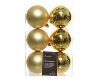 6 onbreekbare kerstballen licht goud 8 cm