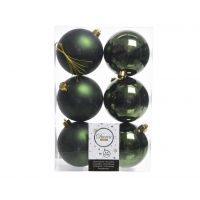 6 onbreekbare kerstballen dennen groen 8 cm