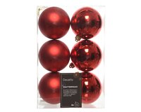 6 onbreekbare kerstballen kerstrood 8 cm - afbeelding 1