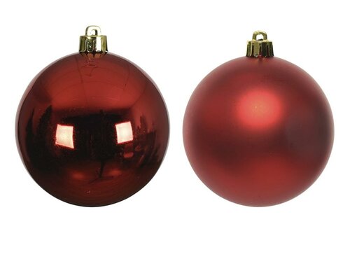 6 onbreekbare kerstballen kerstrood 8 cm - afbeelding 2