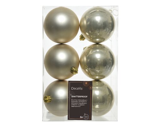 6 onbreekbare kerstballen parel 8 cm - afbeelding 1