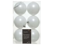 6 onbreekbare kerstballen winterwit 8 cm