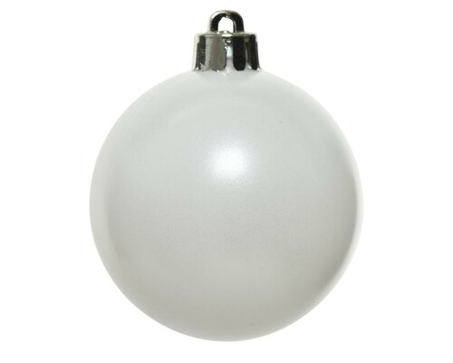 6 onbreekbare kerstballen winterwit 8 cm - afbeelding 2