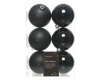 6 onbreekbare kerstballen zwart 8 cm