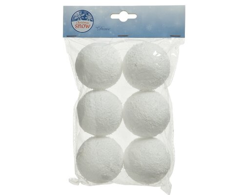 Decoris 6 sneeuwballen met hanger 8 cm wit