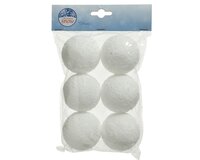 Decoris 6 sneeuwballen met hanger 8 cm wit