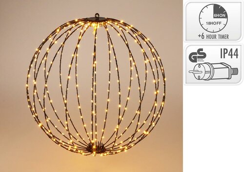 Verlichte bal met led zwart 50 cm