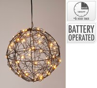 Verlichte bal met led zwart 15 cm