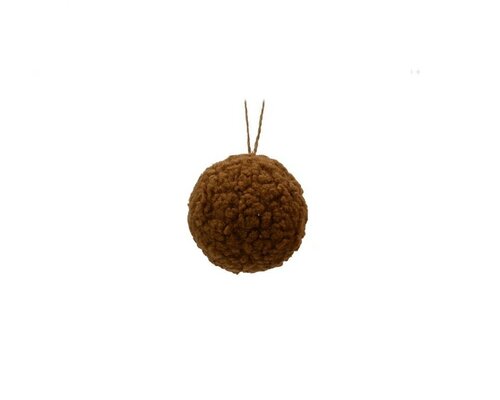 Kerstbal stof 8 cm donker bruin