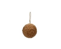 Kerstbal stof 8 cm bruin