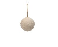 Kerstbal stof 8 cm wit