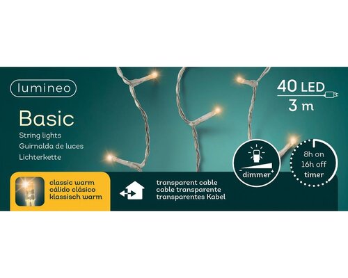 Basic LED rice lights transparant 40 klassiek warm - afbeelding 2