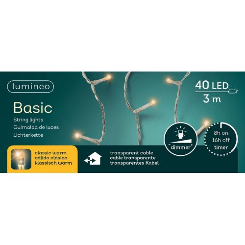 Basic LED rice lights transparant 40 klassiek warm - afbeelding 2