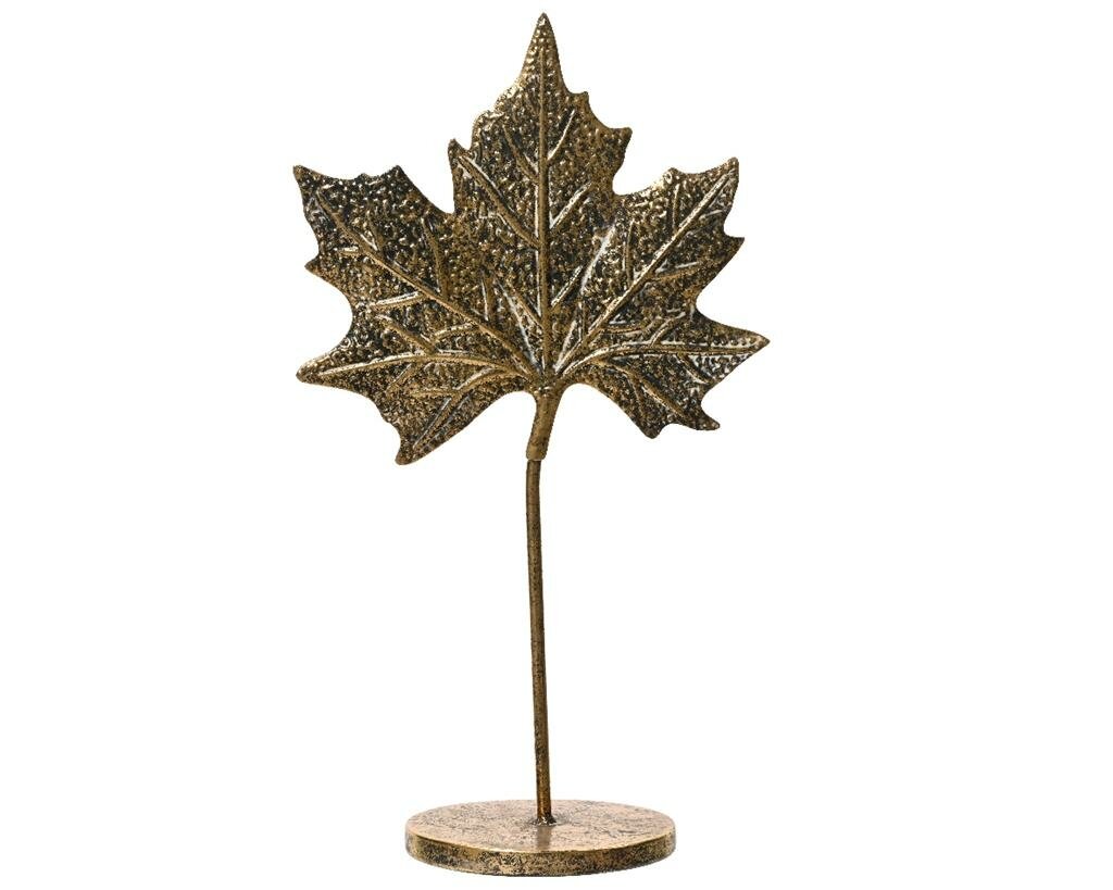 Decoratief blad op standaard ijzer 35 cm antiek goud