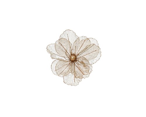 Bloem papaver op clip 27 cm perzik parel