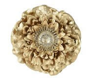 Kerst bloem polyester 10 cm goud