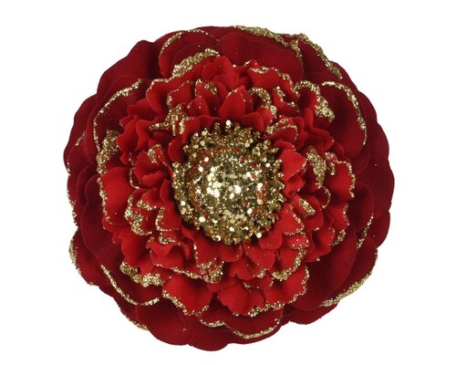 Kerst bloem polyester 10 cm rood
