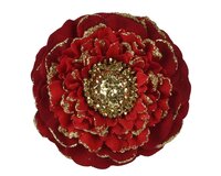 Kerst bloem polyester 10 cm rood