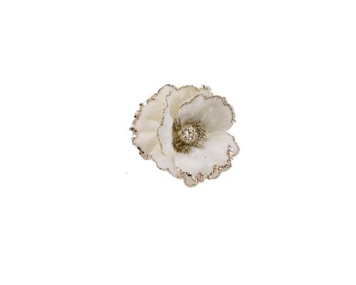 Bloem polyester fluweel 14 cm parel