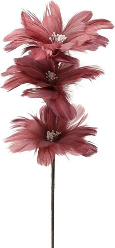 Kunstbloem van veren 65 cm donker roze