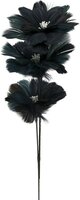 Kunstbloem van veren 65 cm zwart