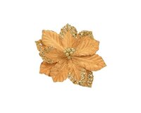 Bloem op clip fluweel 35 cm oker goud