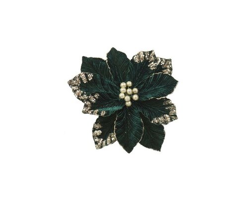 Bloem op clip fluweel 35 cm groen