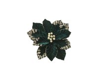 Bloem op clip fluweel 35 cm groen