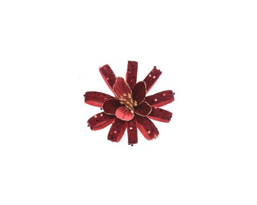 Bloem op clip 18 cm rood