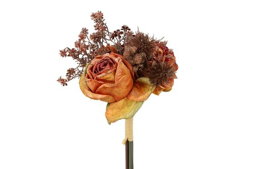 Countryfield zijden boeket hydrangea rosa 30 cm oranje