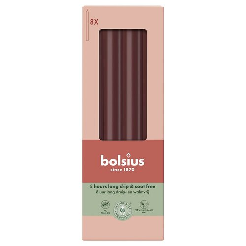 Bolsius dinerkaars 8 stuks velvet red 23 cm