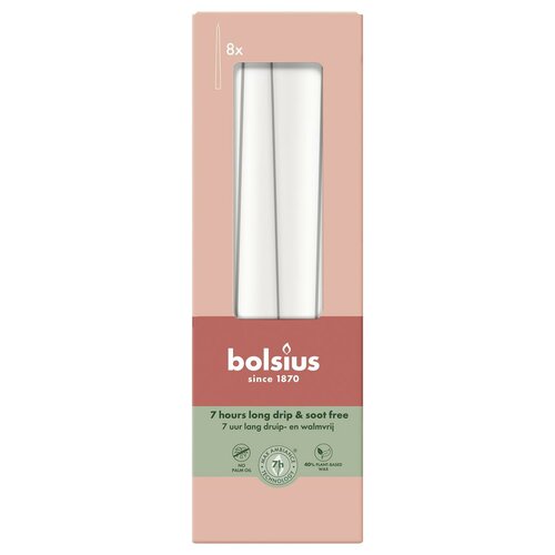 Bolsius gotische dinerkaars 8 stuks cloudy white 24,5 cm