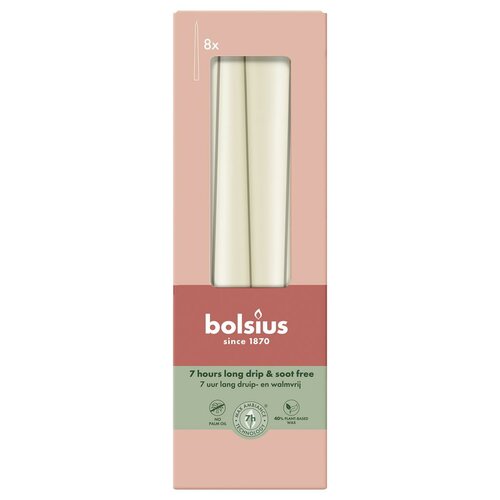 Bolsius gotische dinerkaars 8 stuks soft pearl 24,5 cm