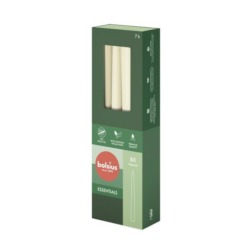 Bolsius gotische dinerkaars 8 stuks soft pearl 24,5 cm