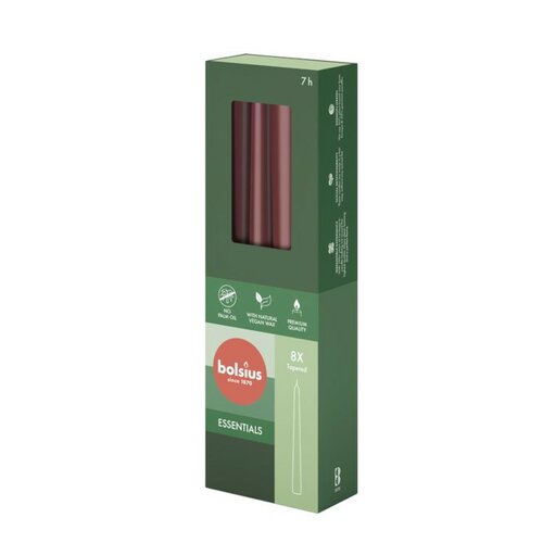 Bolsius gotische dinerkaars 8 stuks velvet red 24,5 cm