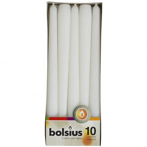 Bolsius gotische kaarsen 10 stuks wit 24,5 cm - afbeelding 2